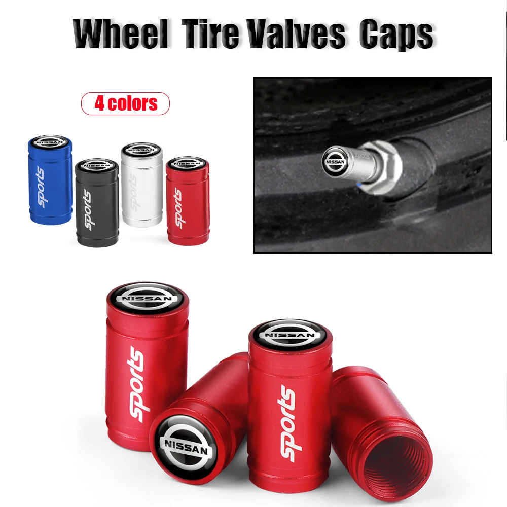 4Pcs Car Wheel Tire Valve Caps Cover Exterior Accessories For Nissan Xtrail Qashqai Note Juke Sentra Patrol Y62 GTR Nismo Almera