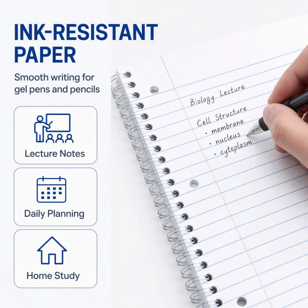 Thickened Notebook Horizontal Line Inner Page Time Management Notepad 70 Sheets Flip Over Design Diary Weekly Planner