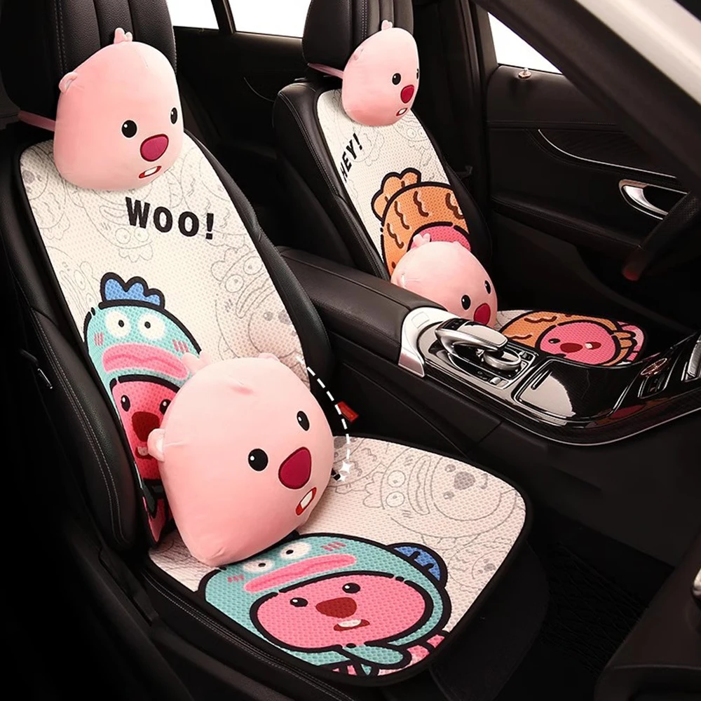 Anime Cartoon Loopy Car Seat Cushion Backrest Car Interior Decoration Accessories Plush Doll Headrest Neck Pillow Throw Pillow