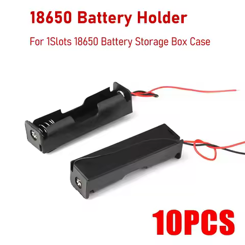 10pcs 1X 18650 Battery Case Holder With Wire Lead DIY Rechargeable Li-ion Battery Storage Boxes 18650 1 Slot Cell Battery Holder