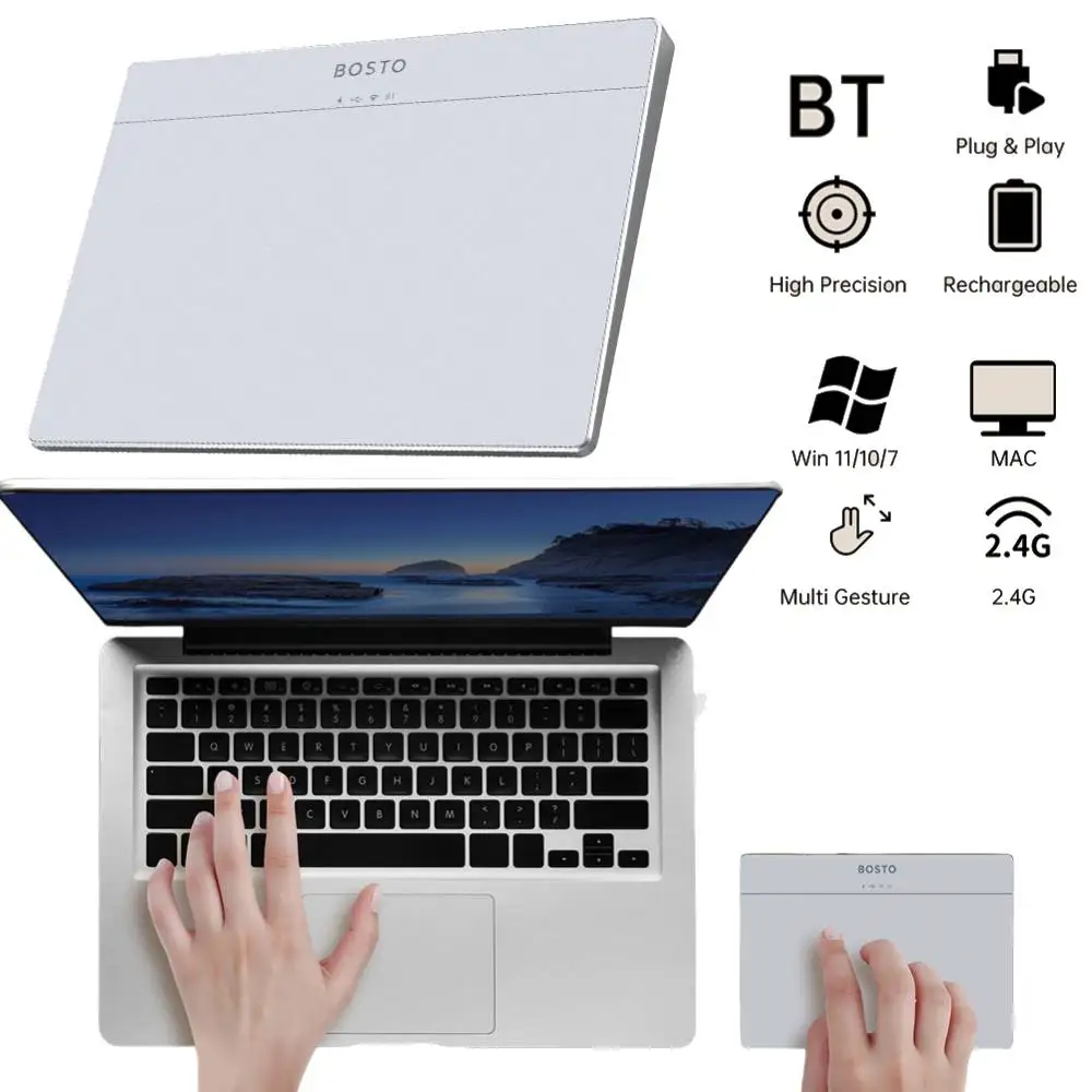 Multi-Touch Trackpad USB Wired Bluetooth-Compatible 2.4G Touchpad Mouse for Mac 10+ Windows 10/11 Desktop/Laptop/Notebook PC