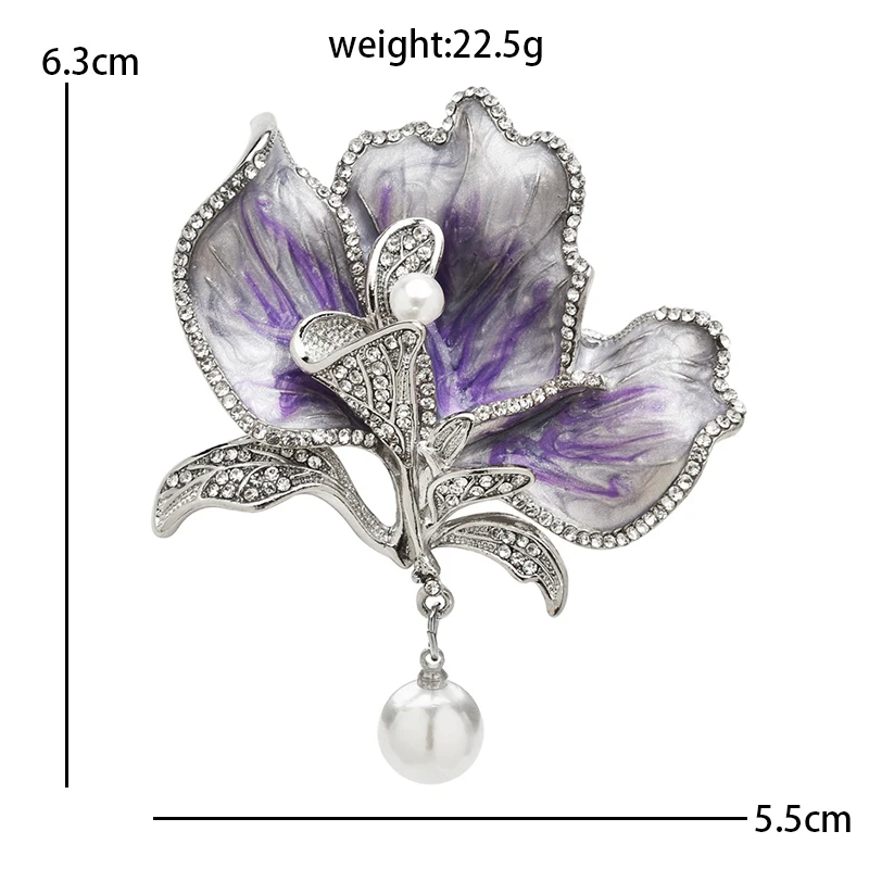 Wuli&baby Luxury Enamel Magnolia Flower Brooches For Women Unisex Pretty Plants Party Office Clothes Brooch Pins Gifts