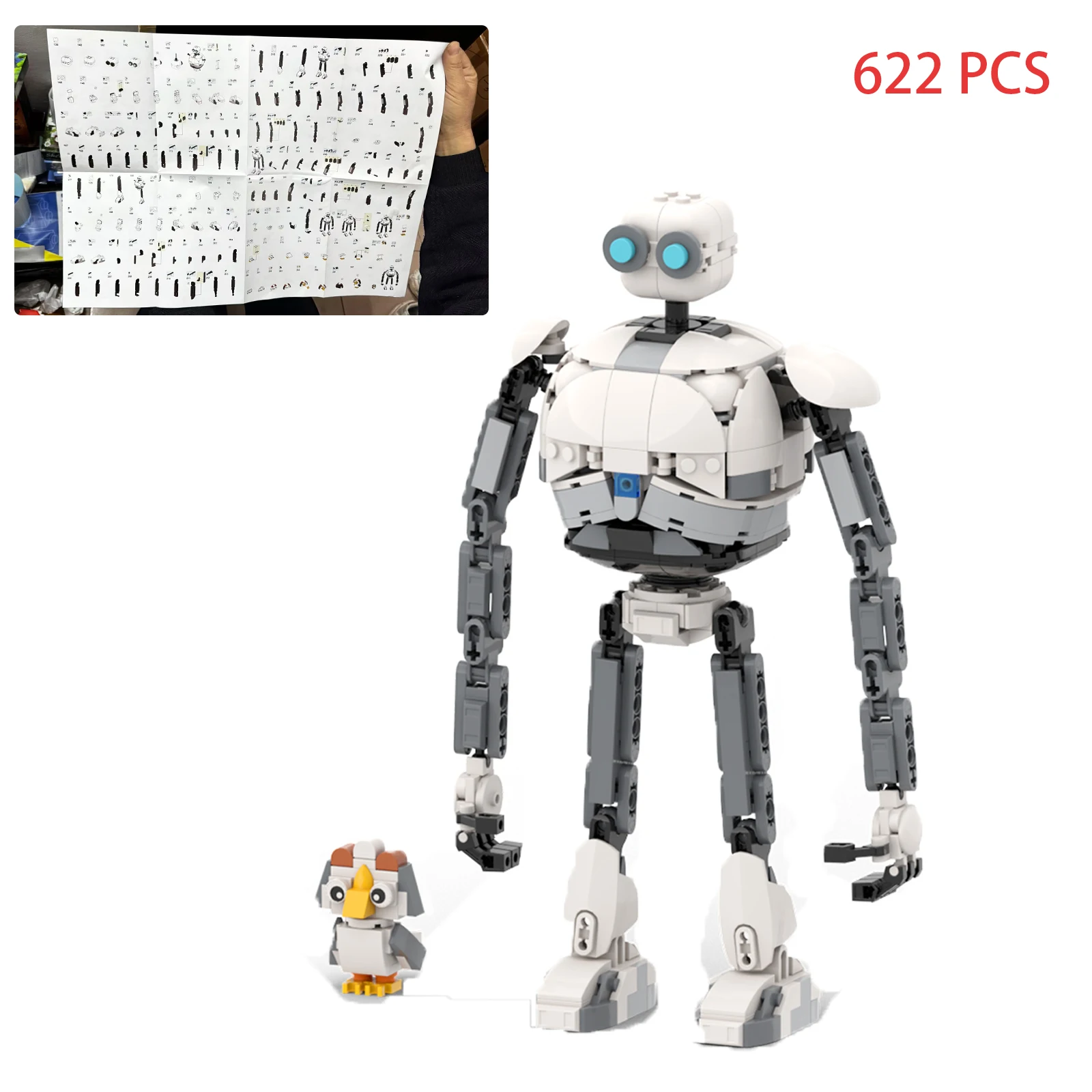 2PCS Roz,Brightbill Building Brick Kit from Movie Wilds Robot ,Film Figure Mecha Model Toys Children Gifts (622 PCS)