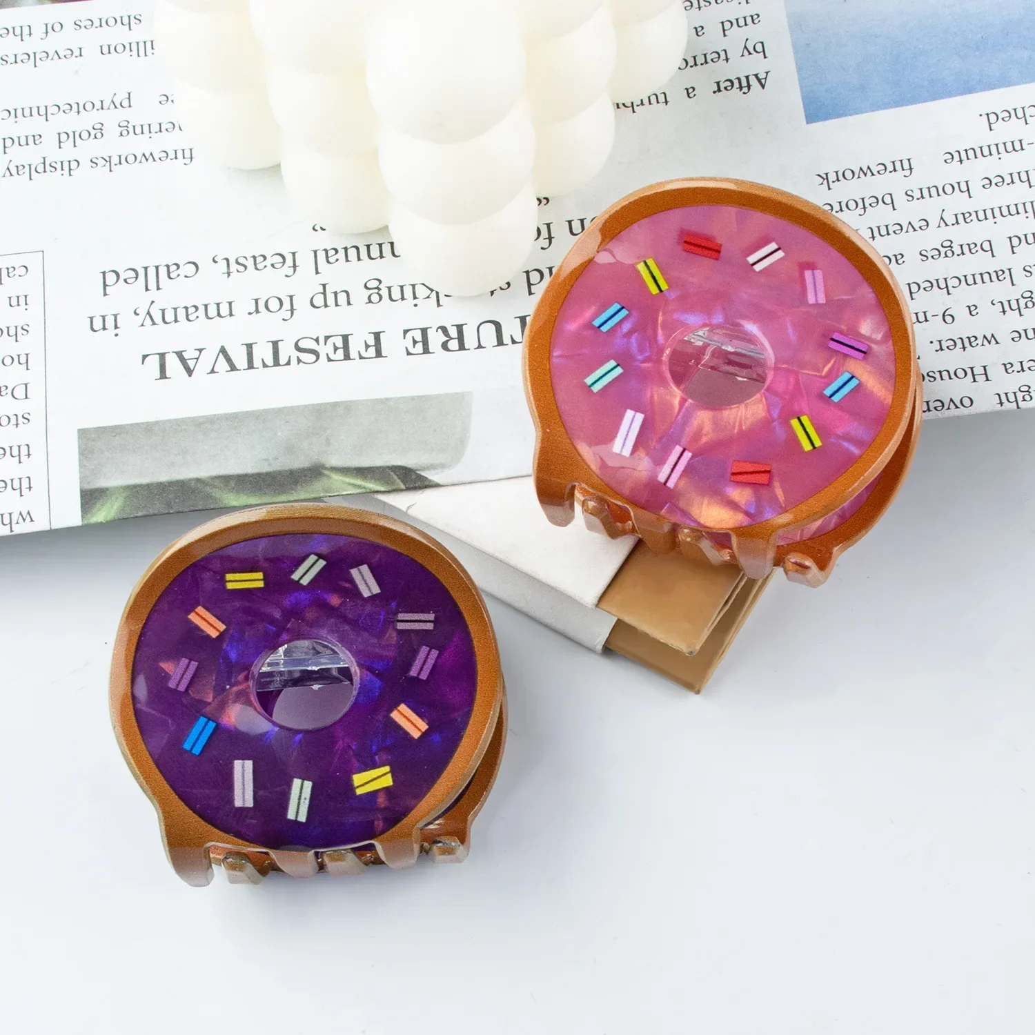 

Colorful Doughnut Hair Calw Delicious Food Hair Clip Sweet Desserts Claw Clip Ins Shark Clip Hair Accessories for Women Girls