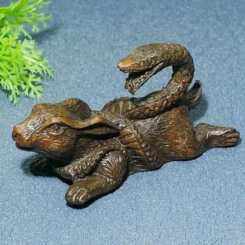Retro, antique, old, lucky, snake pan rabbit, rich for generations, rich, snake entanglement rabbit tea pet home furnishing, liv