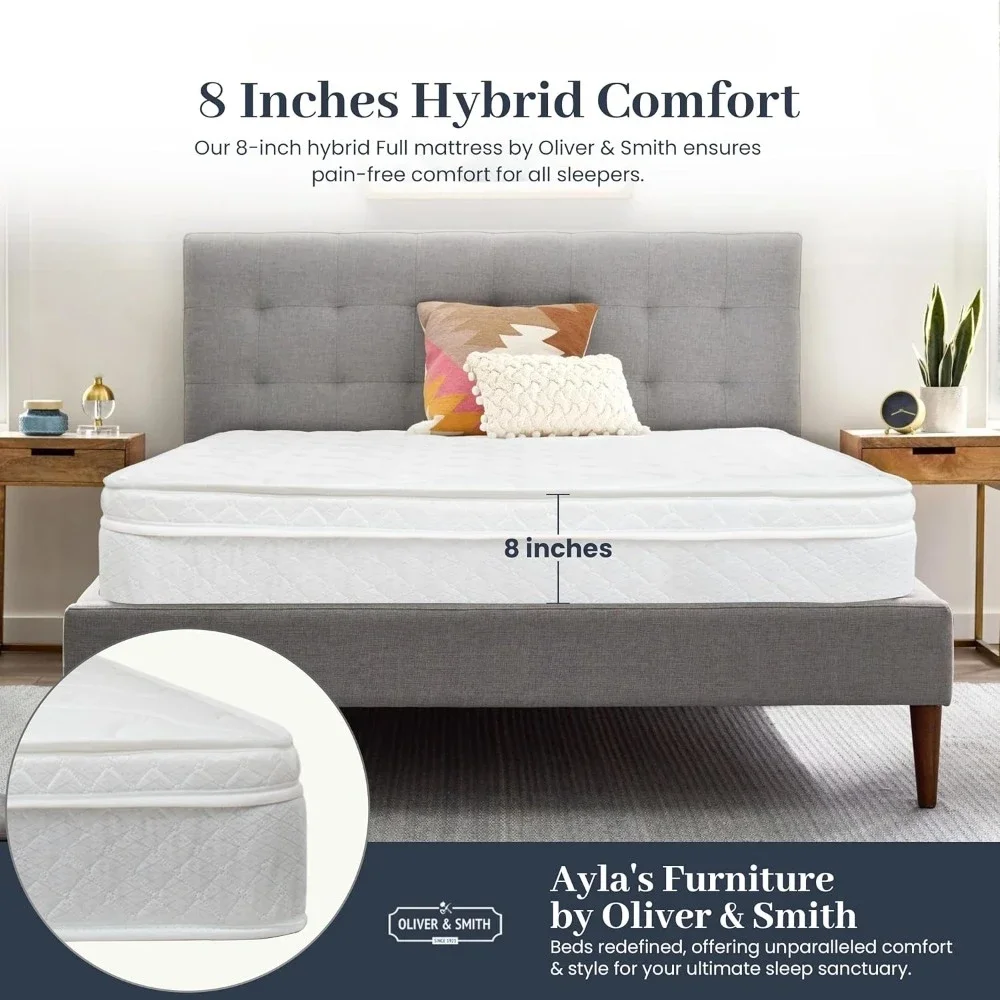 Hybrid Mattress Full with High Density Comfort Cold Foam with Continuous Coil Bonnell Springs Eco-Friendly Breathable Mattresses