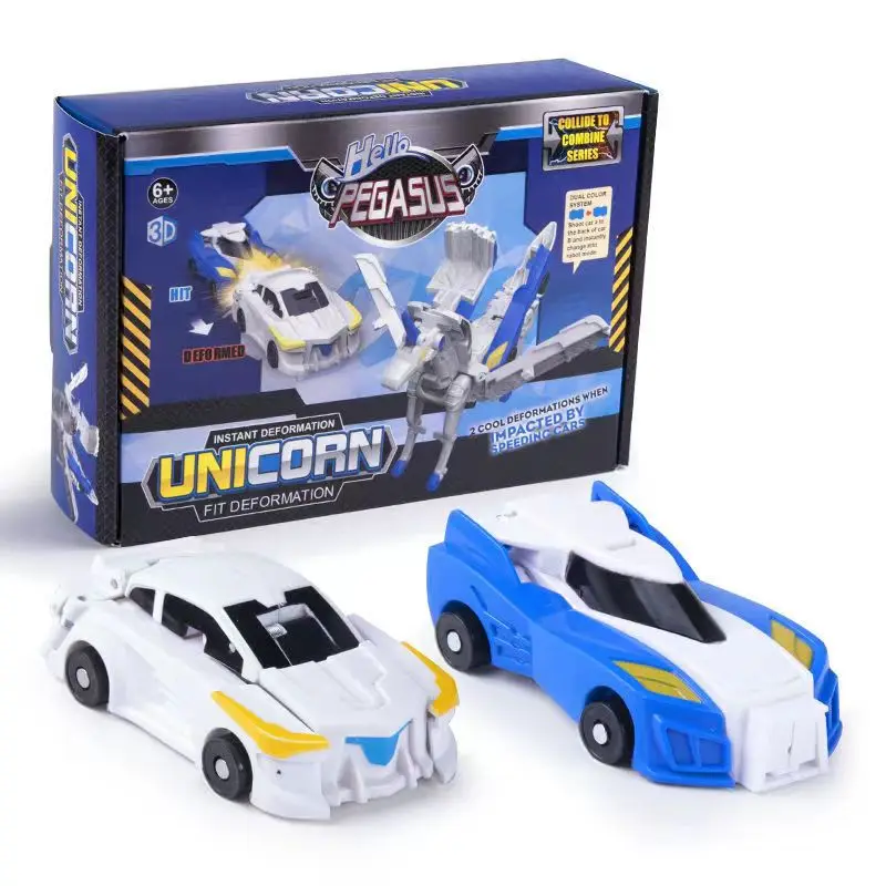 Tik tok unicórnio pegasus ação figura deformação robô explosão colisão transformação mágica besta crianças brinquedo presente de aniversário