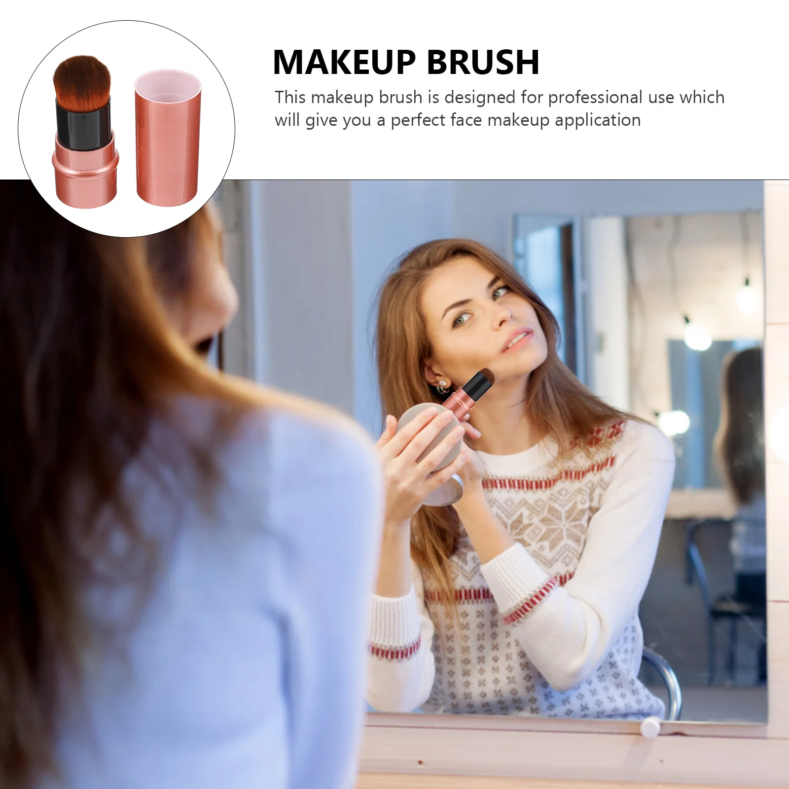 Brosse de fond de teint rétractable en forme de champignon, 2 pièces, pour poudre liquide, outil de mélange de maquillage, brosse faciale Portable