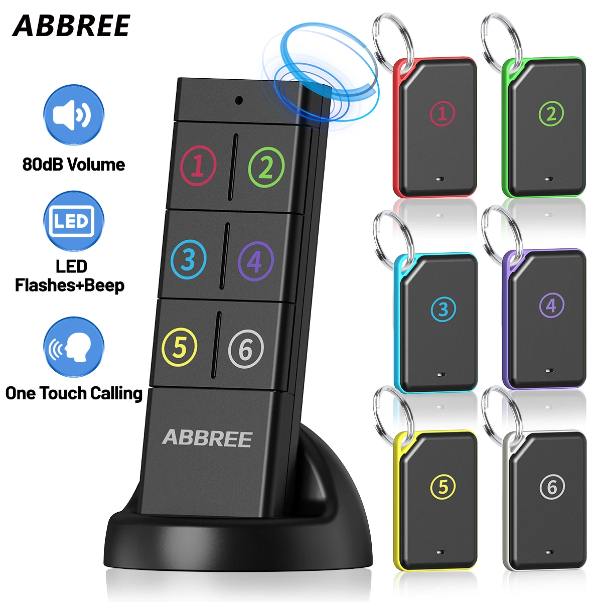 ABBREE KF-106 اللاسلكية مفتاح مكتشف RF مفتاح محدد جهاز تعقب الحيوانات الأليفة محفظة المقتفي التحكم عن بعد 1 RF الارسال 6 استقبال #1