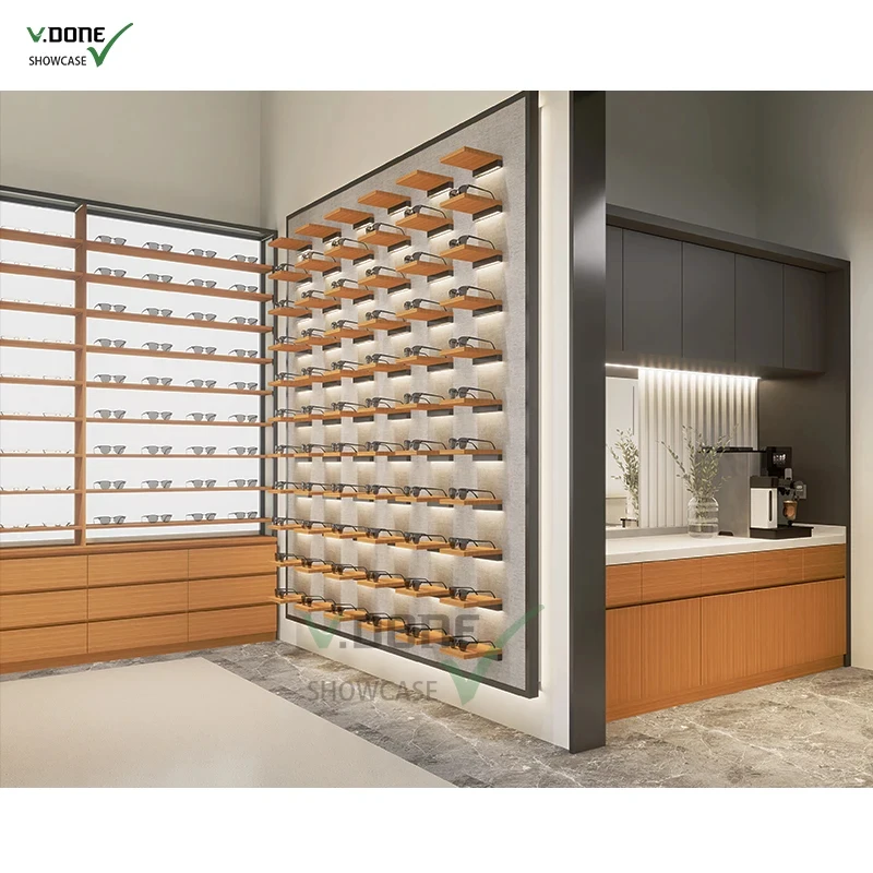 custom.Floor Standing Locking Sunglass Display Rack Led Wall Mounted Eyewear Furniture Optical Interior Design Display Cab