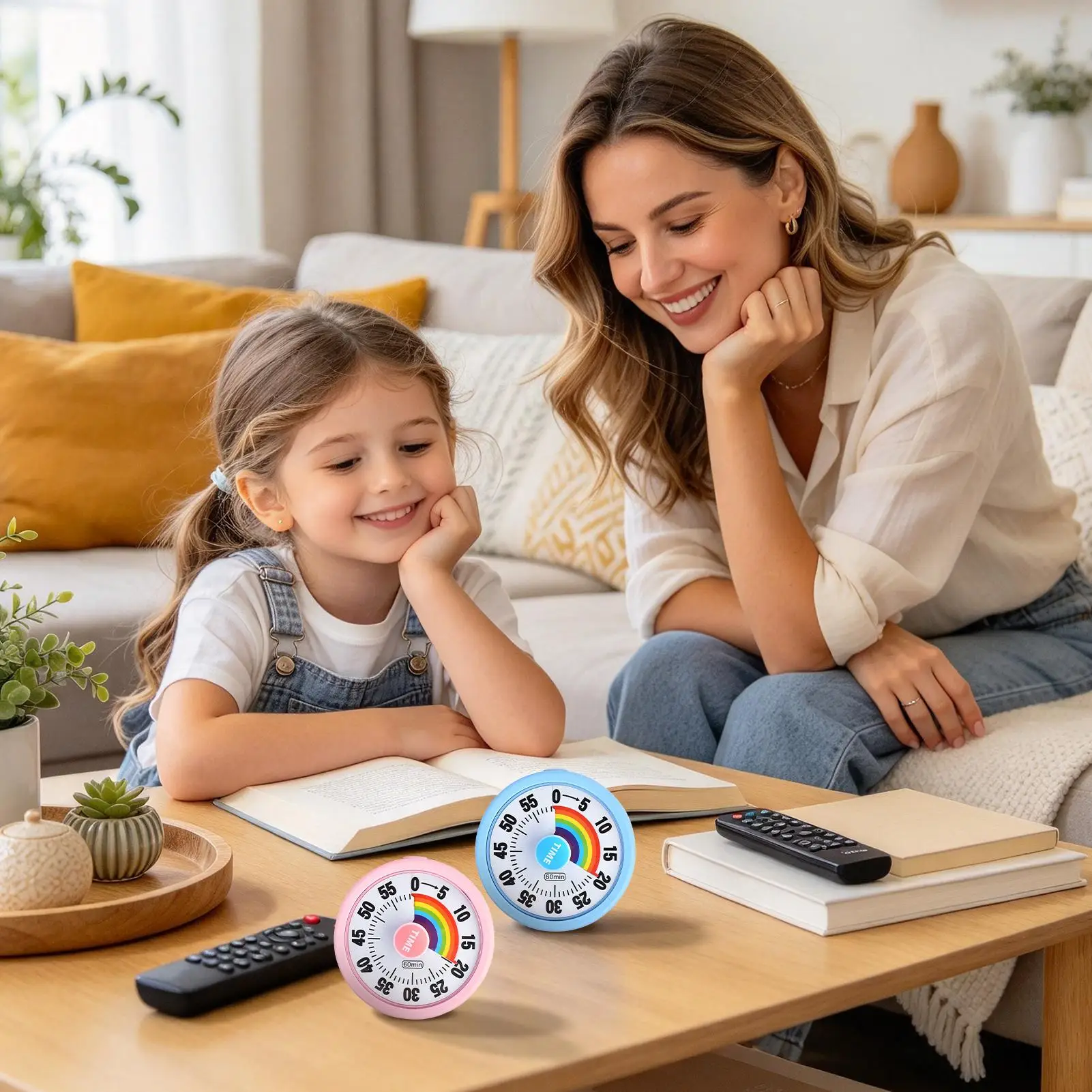 Visual Timer For Kids Rainbow Disk 60-Min Countdown Silent Children's Visual Desk Timer For Kids Boys Teens Adults Home Kitchen