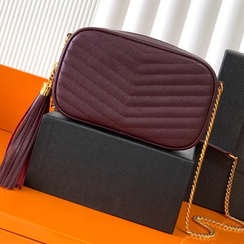 

1/1 Mini Lou Bag Chain Tassel Shoulder Bags Genuine Leather Women Handbag Purse mango89711 19cm Tote Bag