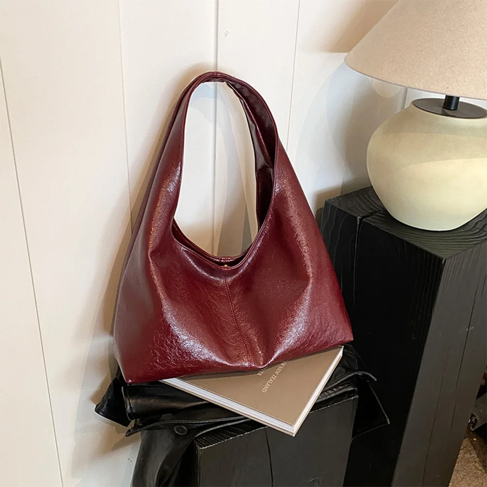 Red Handbag Purse for Women PU Leather Shoulder Bag Vintage Women's Bag Trendy Hobo Bags Y2K Girls Female Causal Commuter Bag