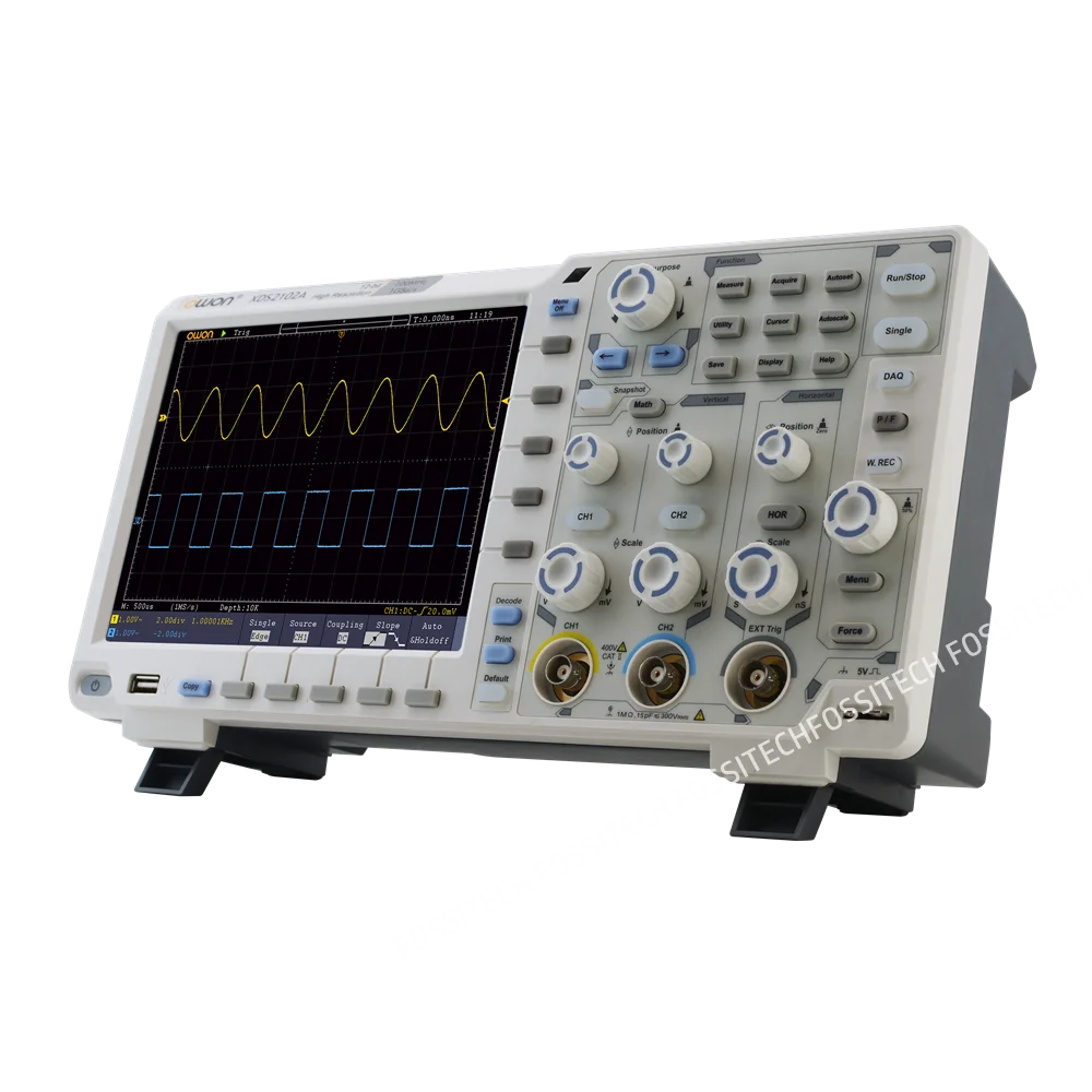 Owon alta precisão resolução osciloscópio xds2102a 100mhz 12 bits 2 +(1) canais 1gs/s osciloscópio digital de alto desempenho