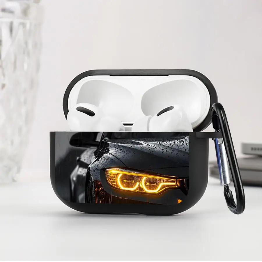 Earphone Cases Cover Case For Airpods 3 Pro Pro3 4 Pro2 2 1 Black Car Headlight Rain Art view 4