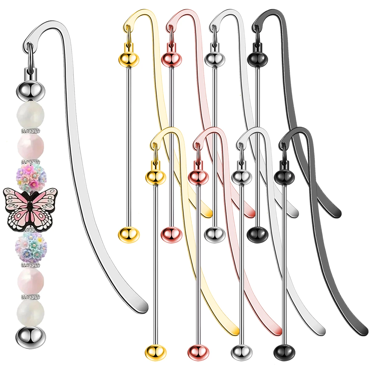8 Pcs DIY Beaded Bookmarks, Blank Beaded Strips, Book Decora