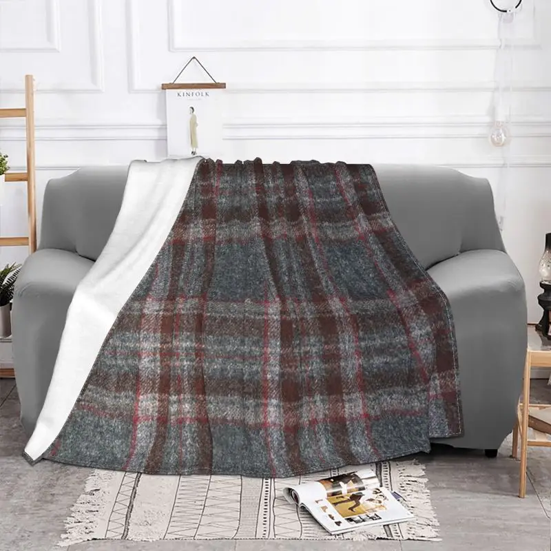 Grey And Red Tartan Blankets Warm Flannel Plaid Gingham Scottish Tartans Kilt Throw Blanket for Sofa Bedroom Bedding