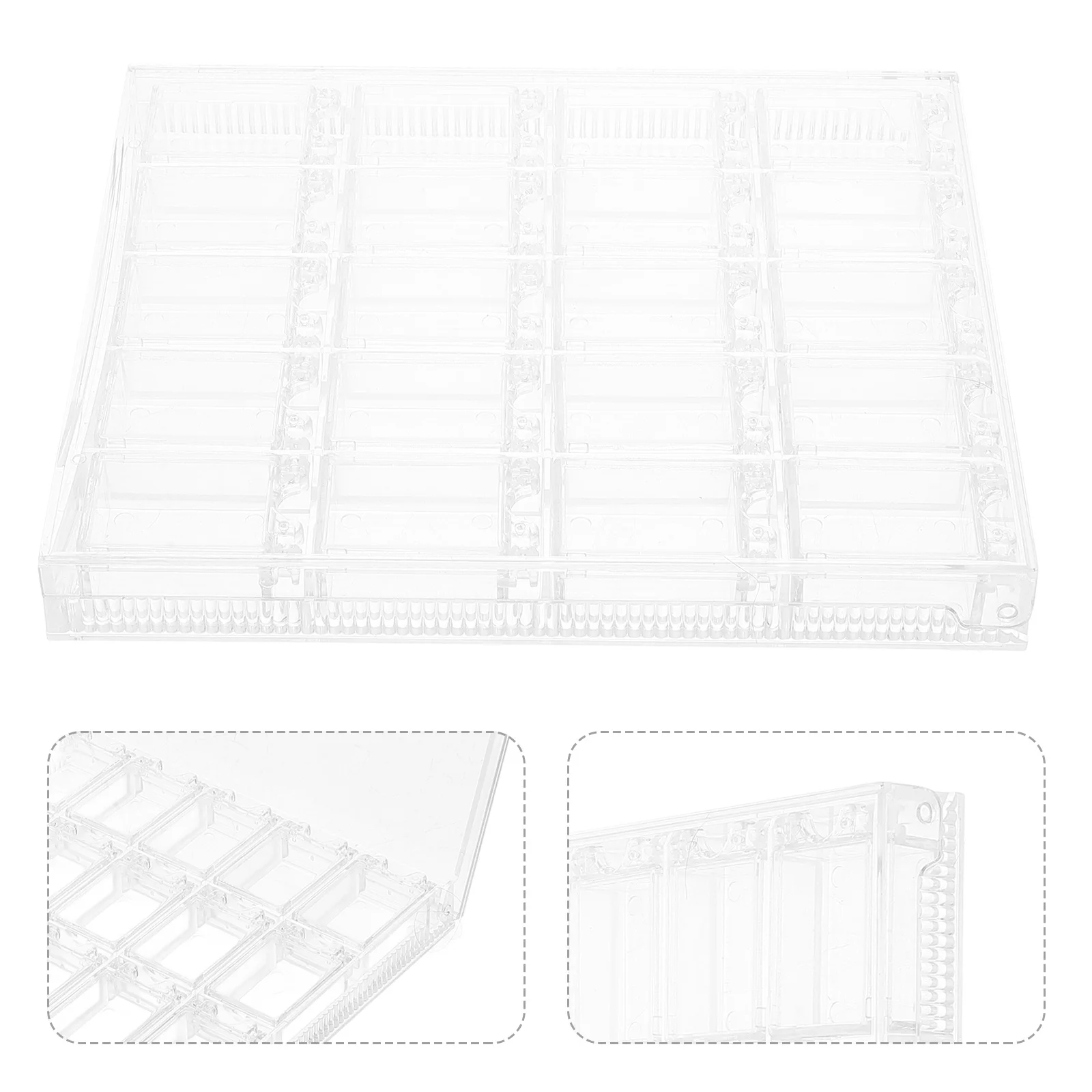 

Acrylic Jewelry Storage Box Rectangular Nail Charm Organizer Clear Compartments Nail Art Storage Box Charm Organizer