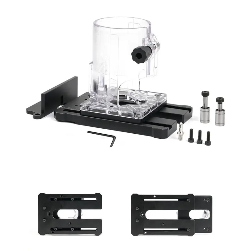M12K-CNC Aluminum Router Guide, Multifunctional Router Base Jig(5-In-1), For Grooving& Circle Cutting Trim Router Auxiliary Tool