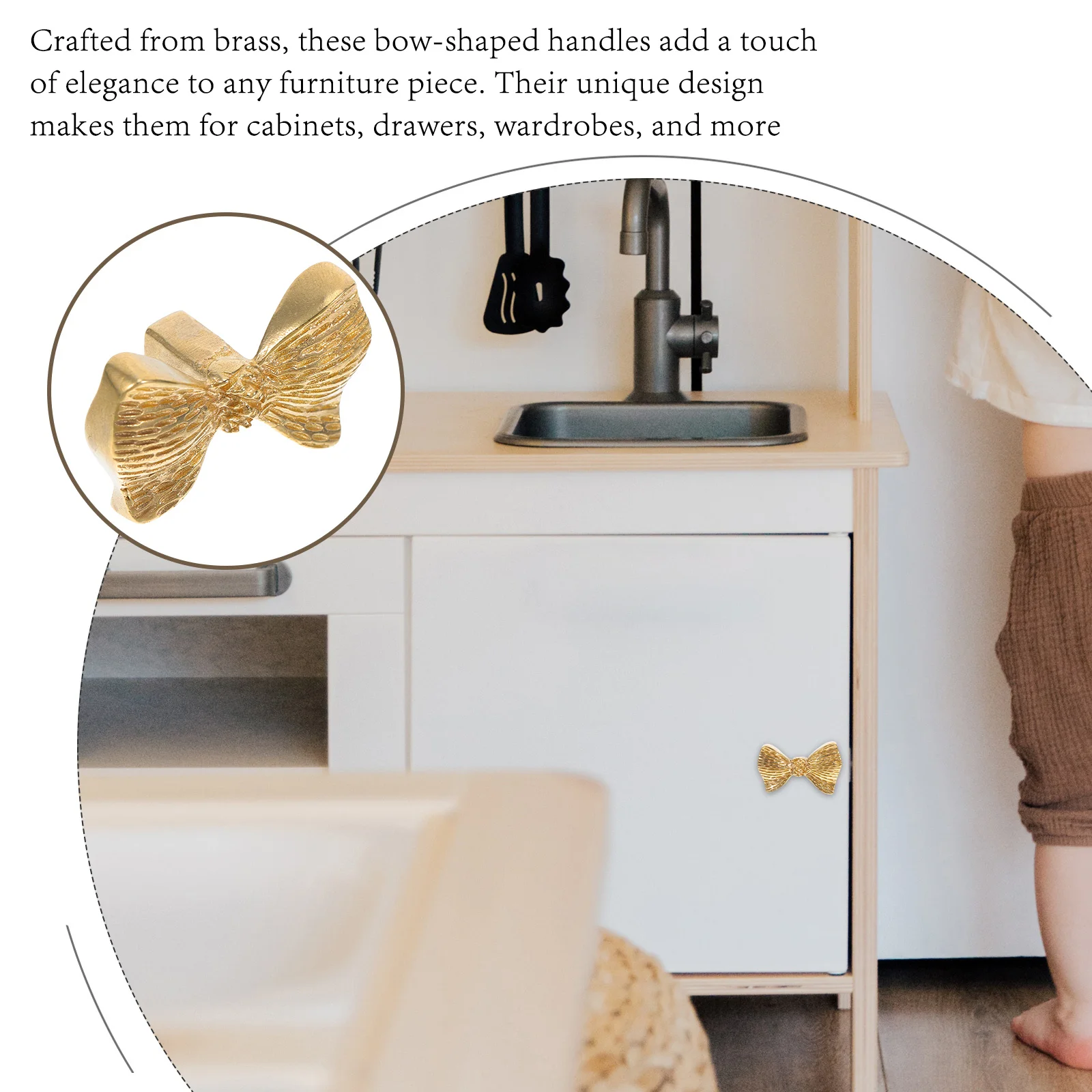 

2pcs Brass Bow Drawer Pulls Vintage Cabinet Hardware Decorative Bowknot Handles For Kitchen Cabinet Wardrobe Furniture Easy