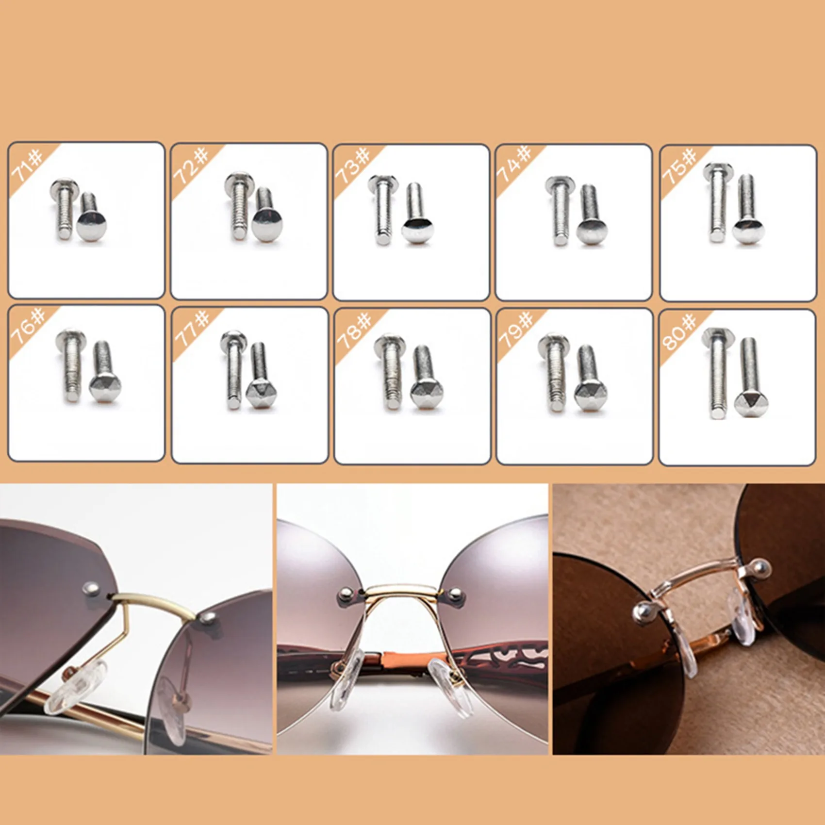 

ABPQ-3X Eyeglass Sunglass Repair Kit With Screws Tweezers Screwdriver Tiny Screws Nuts Assortment Glasses Repair Nose Pads