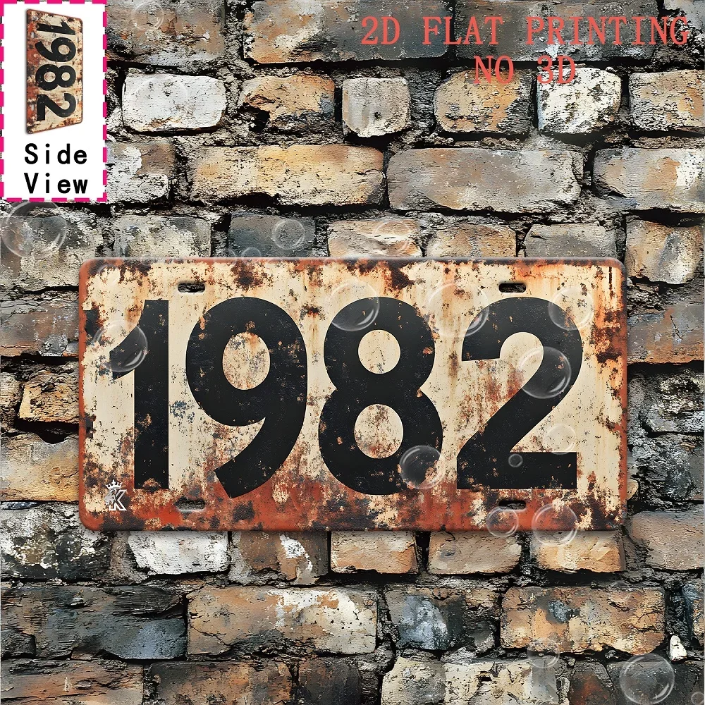 2D Flat,, Decorative Sign, 1pc, Retro 1982 Aluminum Sign (29.97cm x 14.99cm), for Man Cave, Bar, Garage, Cafe, Living Room, G