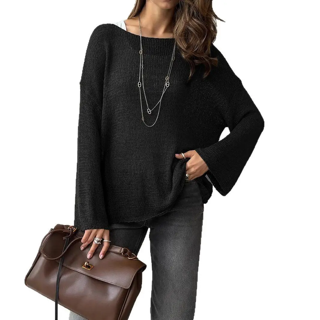 Maglione lungo lavorato a maglia con top cavo, felpa da donna in cotone, primavera 2025, maglieria da donna Faion, colore