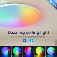 54W Lustre Smart APP Bluetooth RGB Ceiling Lamp LED Round 220V Remote Control Home Decor Ambient Light Bedroom Living Room Party