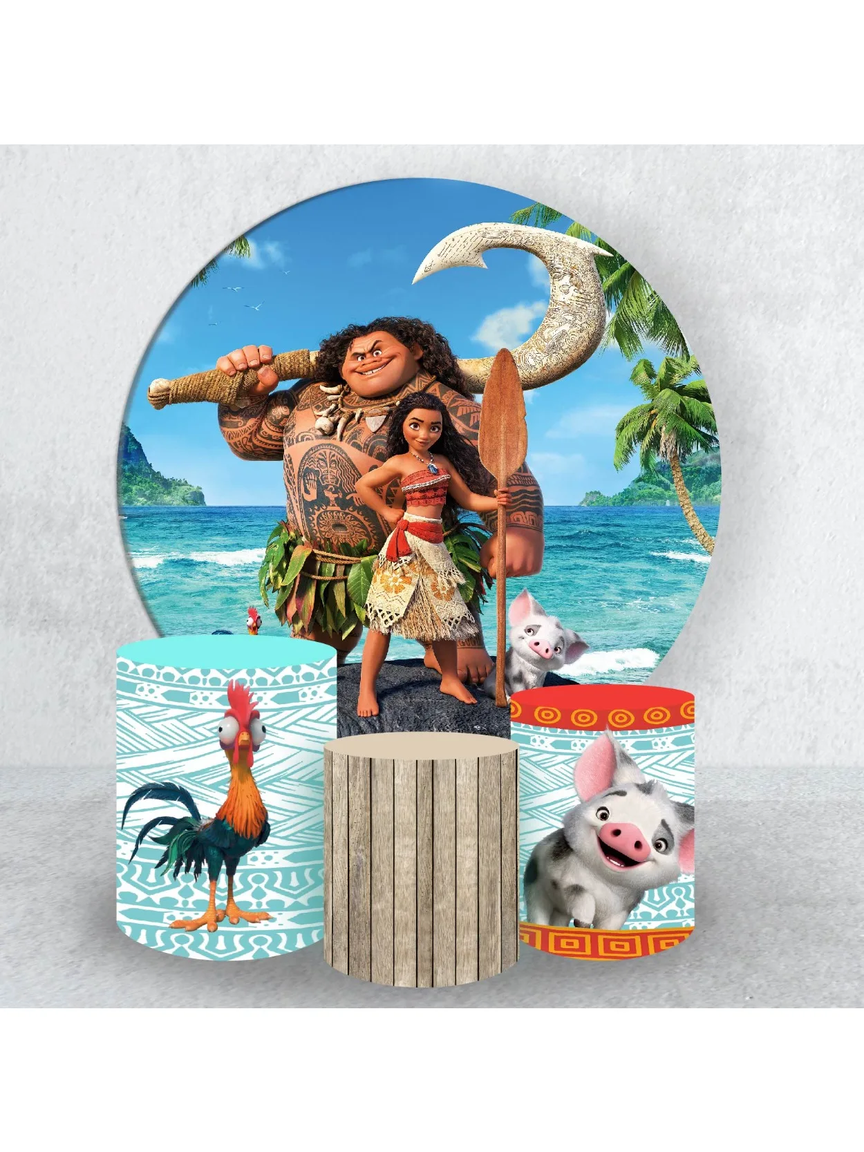 Moana-Toile de Fond Ronde pour ixd'Enfant, Couverture d'Été, Océan, Anniversaire, Intervalles artificiel astiques, Couvertures de Table, Décoration Murale pour ixPréChristophe