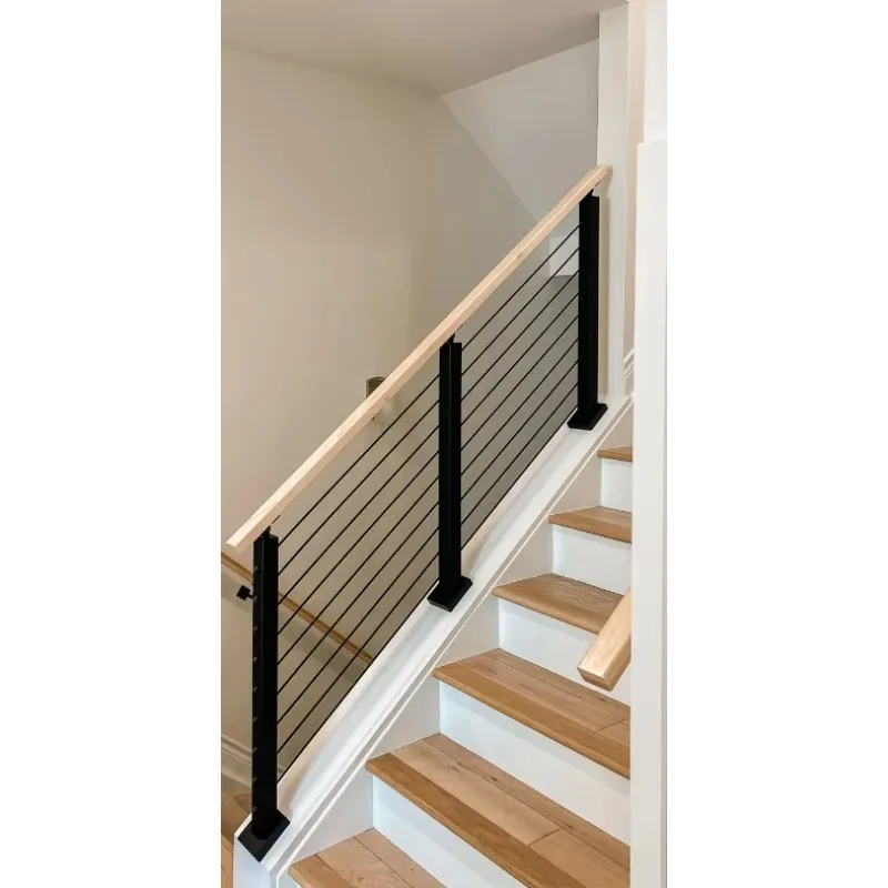 Stainless steel cable railing black stair ramp column invisible adjustable angle handrail