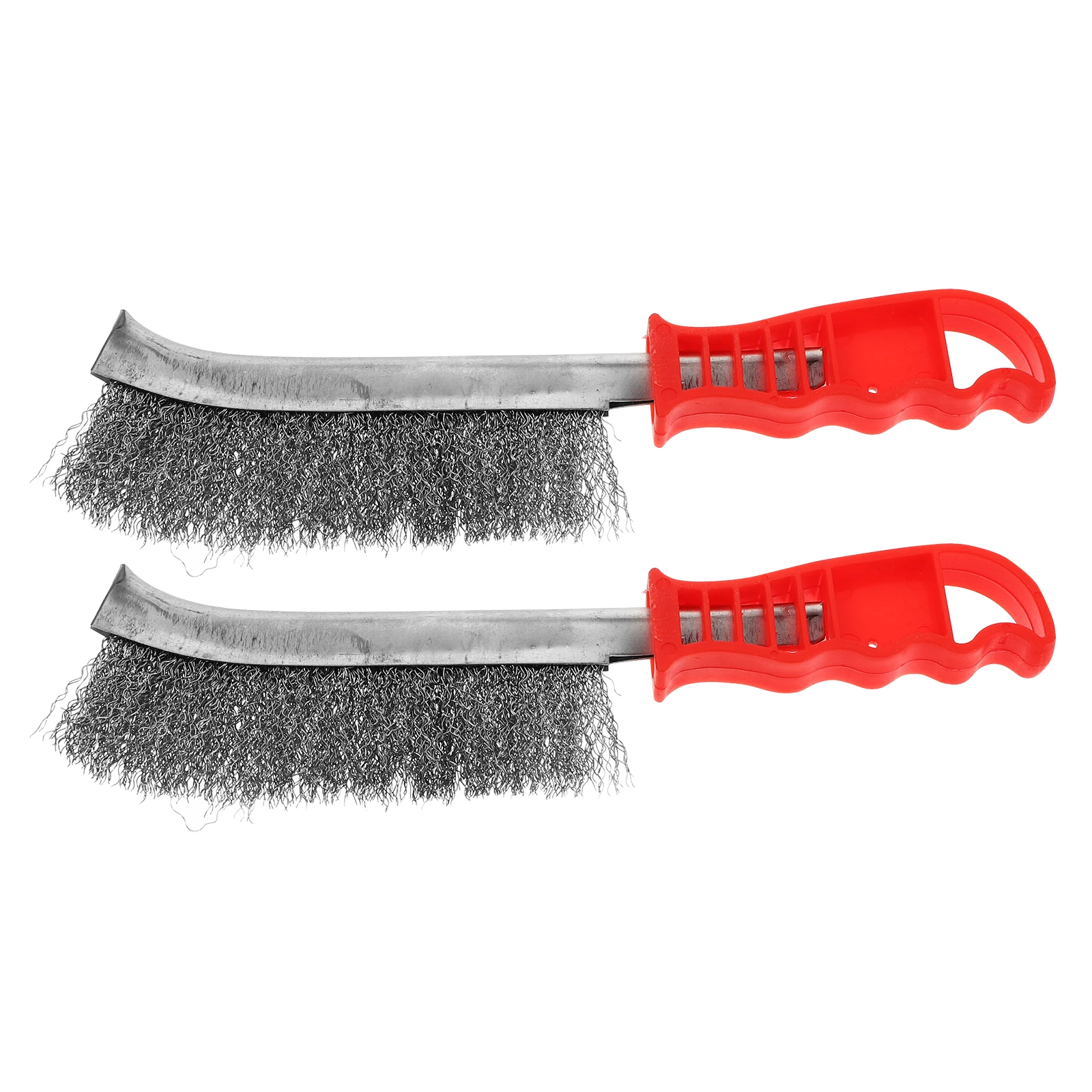

2 pcs Steel Wire Brush for Cleaning Rust Removal with Small Hole Non Slip Handle Deburring Polishing Grilling Scraper Metal Edge