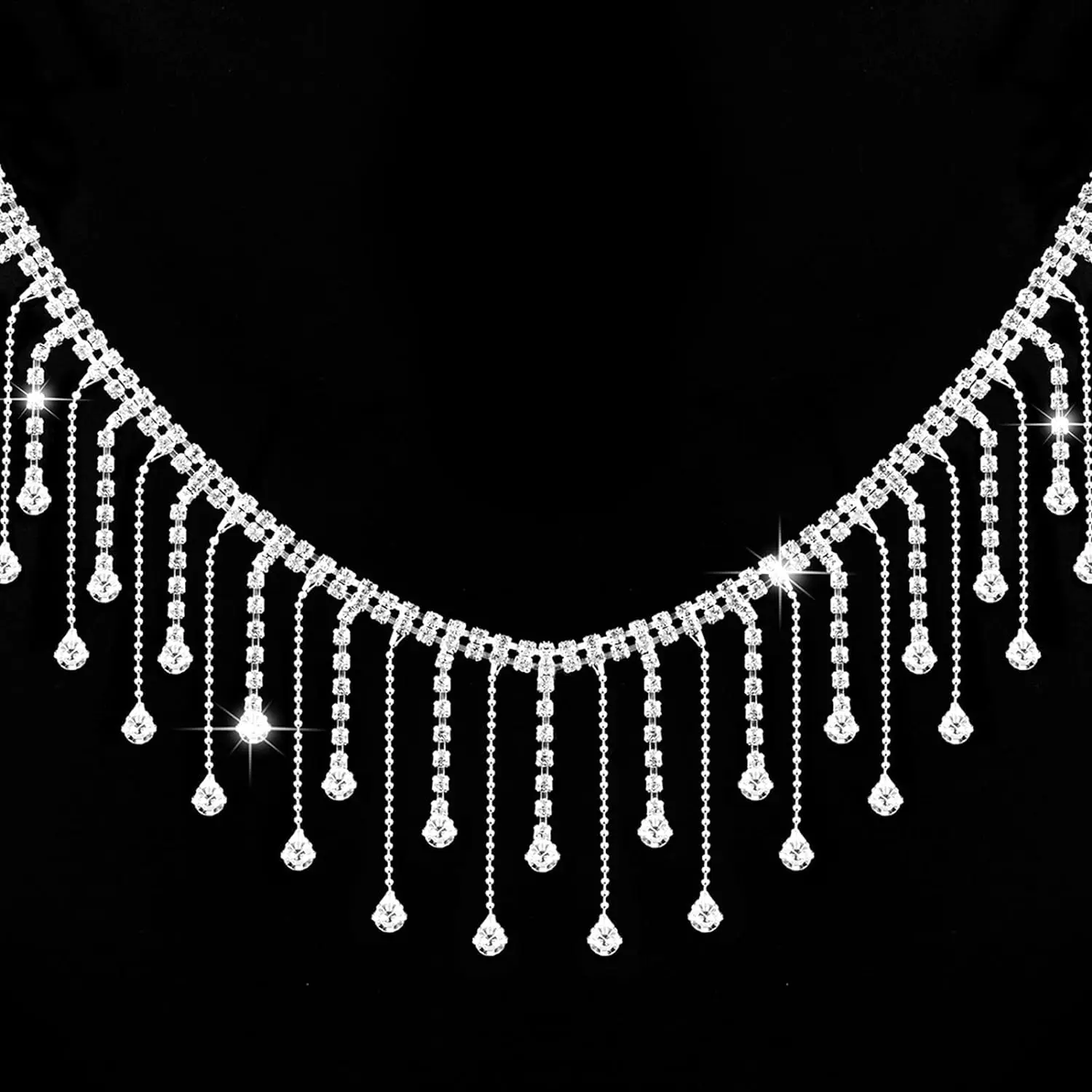 10Yards Rhinestone Trim Fringe Irregular Tassel Chain Diamond Crystal Clothing Bag DIY Wedding Decoration Gift Rhinestone Ribbon
