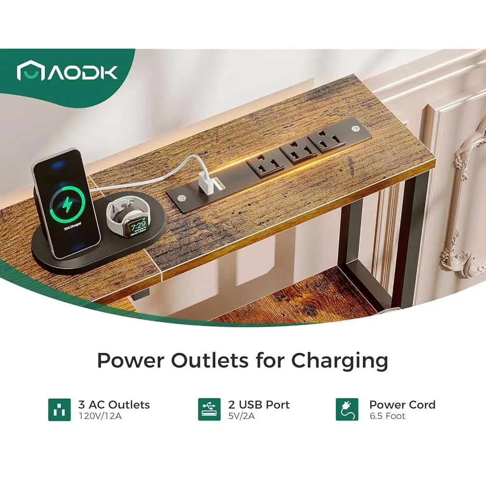 55"" Computer Desk With Fabric File Cabinet And Drawer, Reversible Office Desk With Power Outlet And Led Light, Study Desk With