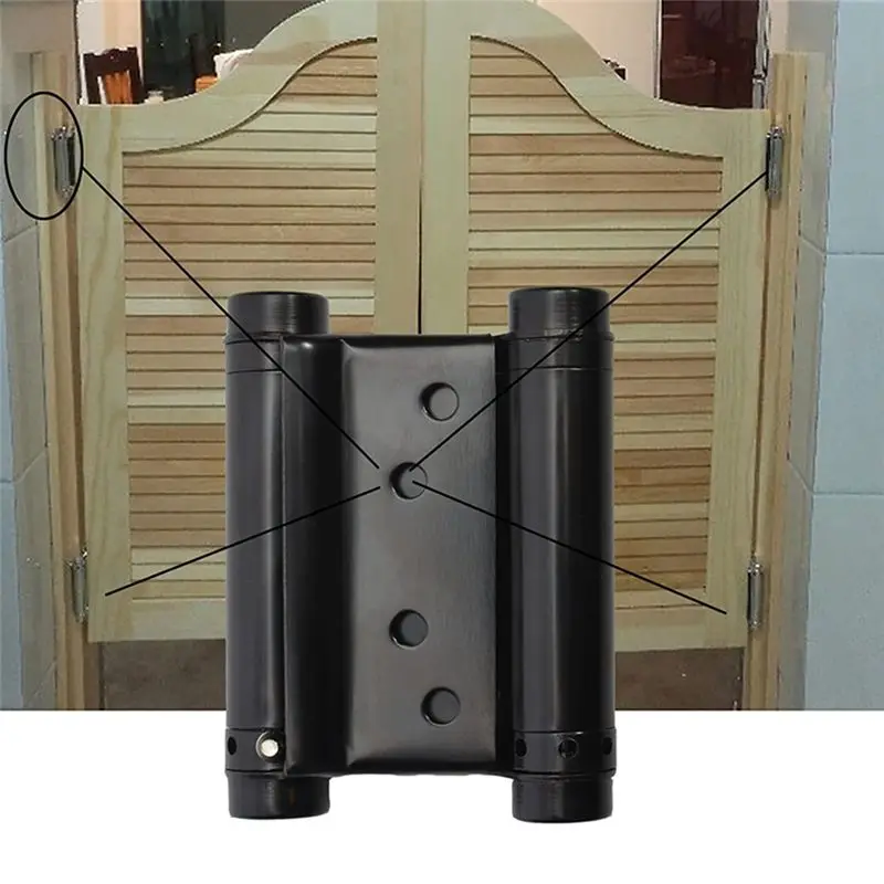-[Retail TX] 4Pcs 3In Double Action Spring Hinges Self Closing Door Hinges For Cafe Saloon Pub Swinging Doors Black