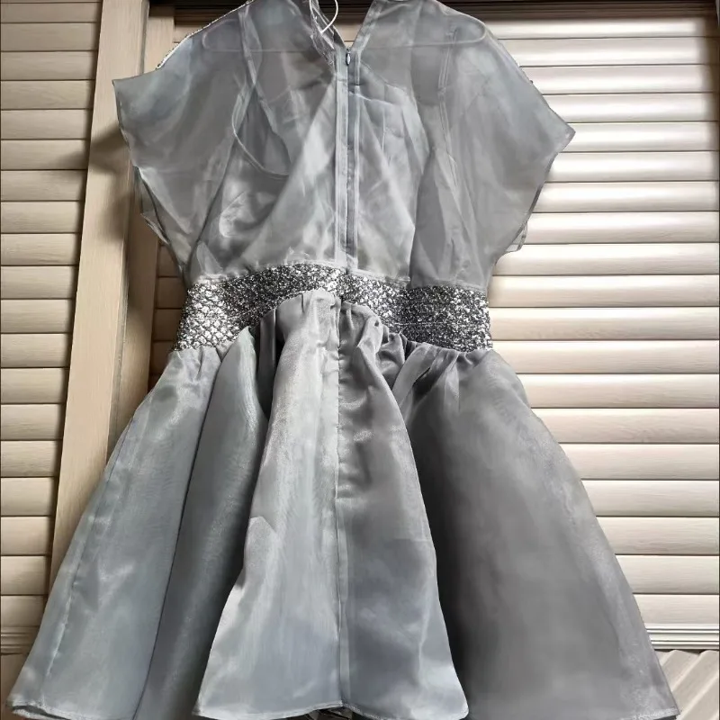 

Summer 2026 Summer Organza Dress French Niche Stand-up Collar Pleated Short Skirt High Appearance Level Temperament Commuting