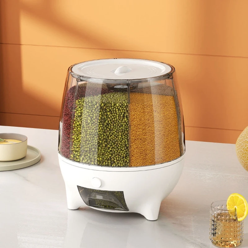 ABWR-360 Roterende Voedseldispenser Metingen Emmer Granendispenser Voor Keuken Vochtbestendige Verzegelde Granendispenser