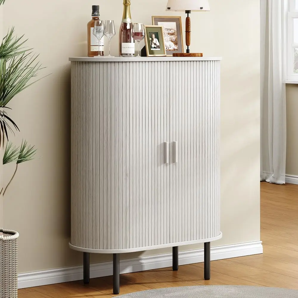 Sideboard Buffet Cabinet with Storage, 44 High Storage Cabinet with Sliding Door amp Adjustable Feet, Modern Accent Coffee Bar C