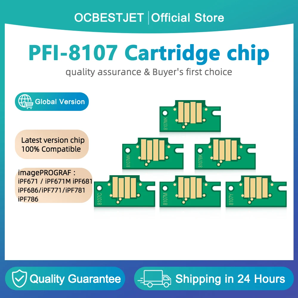 PFI-8107 Ink cartridge chip for Canon PFI-8107 Cartridge Chip For Canon iPF671 iPF671M iPF681 iPF686 iPF771 iPF771M iPF781