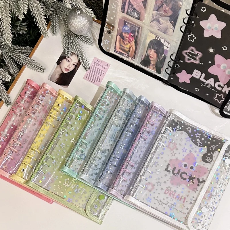 A5 Sparkling Blinging Double Buckle Loose-leaf Photocard Binder Cover Kpop Idol Card Photo Album Storage Cover School Stationery