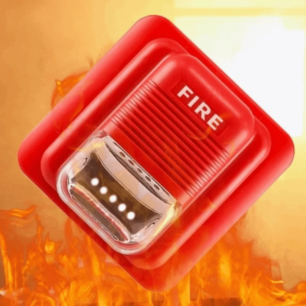 Tecnologia sem fio sistema de alarme de incêndio chifre alerta sensor segurança alarme de incêndio sem fio luz estroboscópica sirene alarme