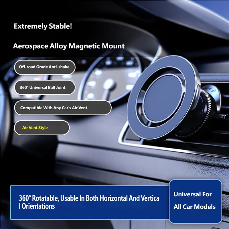 Upgraded 360° Magnetic Phone Holder Car for MagSafe Mount Magnetic Car Phone Mount Air Vent Phone Holder Cell Phone Holder