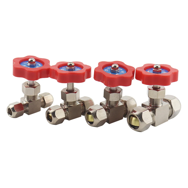 Needle Ferrule Ball Valve Copper Pipe Fitting Air Flow Adjustable Shut-off Valve 6/8/10/12mm Outer Diameter