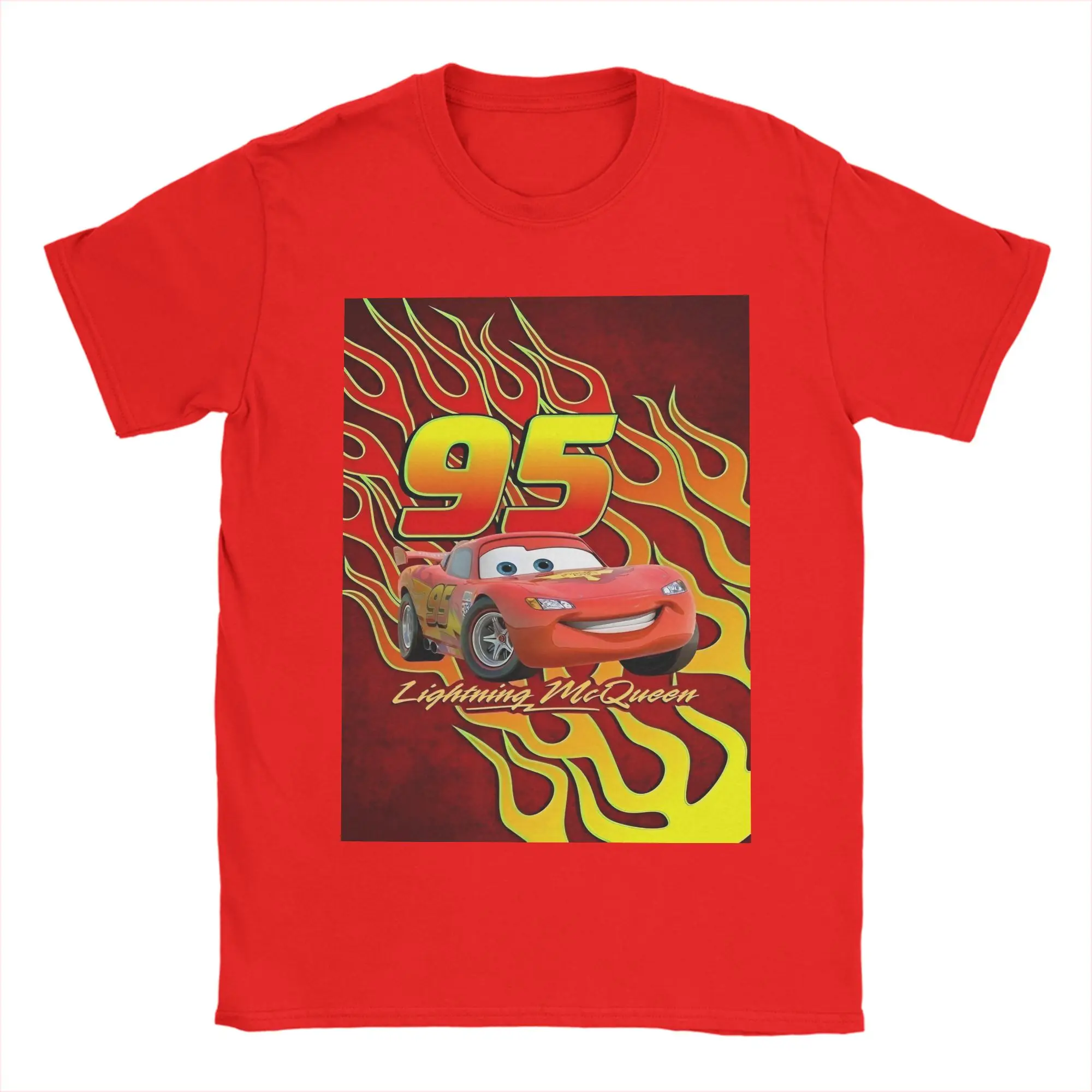 

Novelty Cars Lightning Mcqueen T Shirt Men's 100%Cotton Short Sleeve Round Neck Summer Clothes