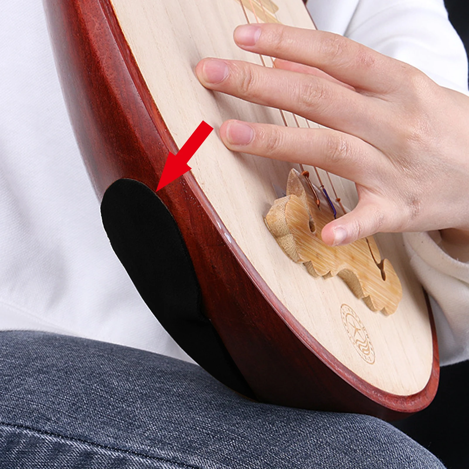 

1pc Pipa Non-slip Mat Cattlehide Musical Instrument Pad for Guitar Accessories Small Storage Convenient Replacement Wearable