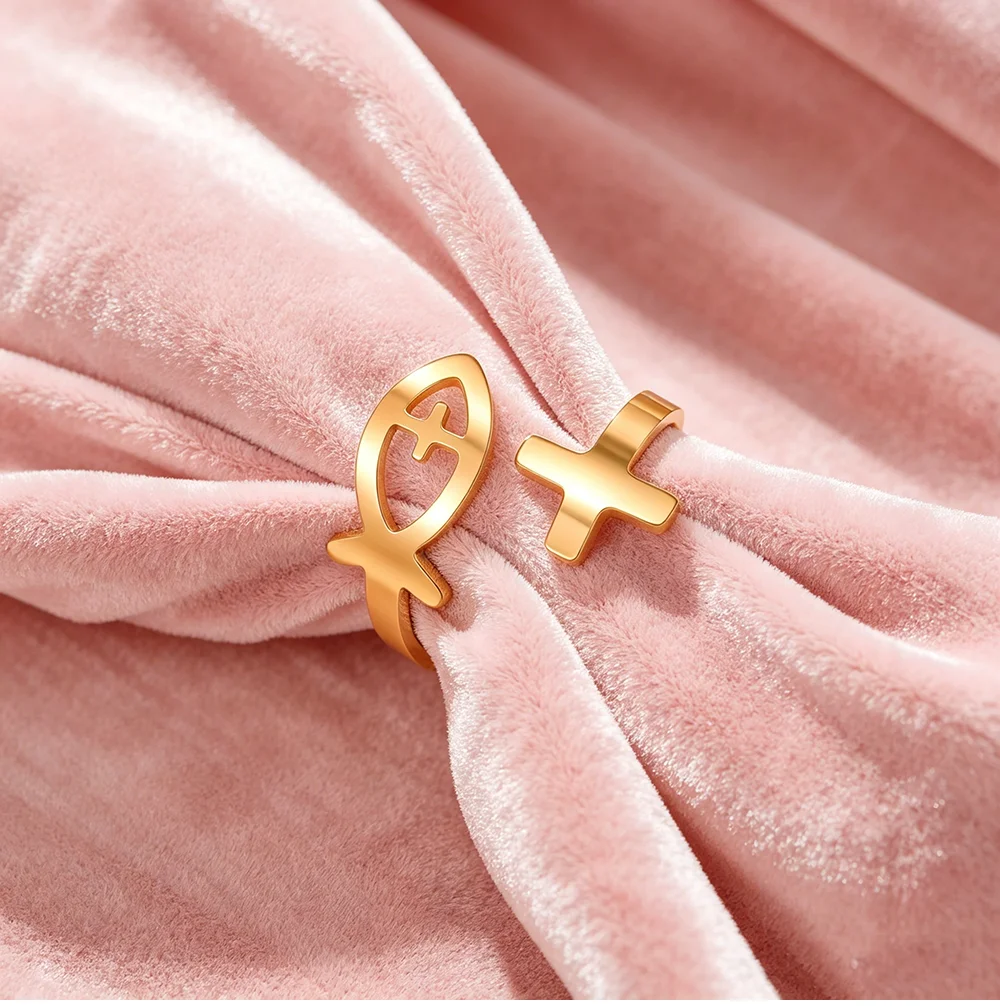 CoolTime Minimalistischer Davidstern Offener Ring Goldfarben Hexagramm Zirkon Amulett Schutz Tägliches Tragen Kreuzschmuck für Frauen Geschenk – Detail 8