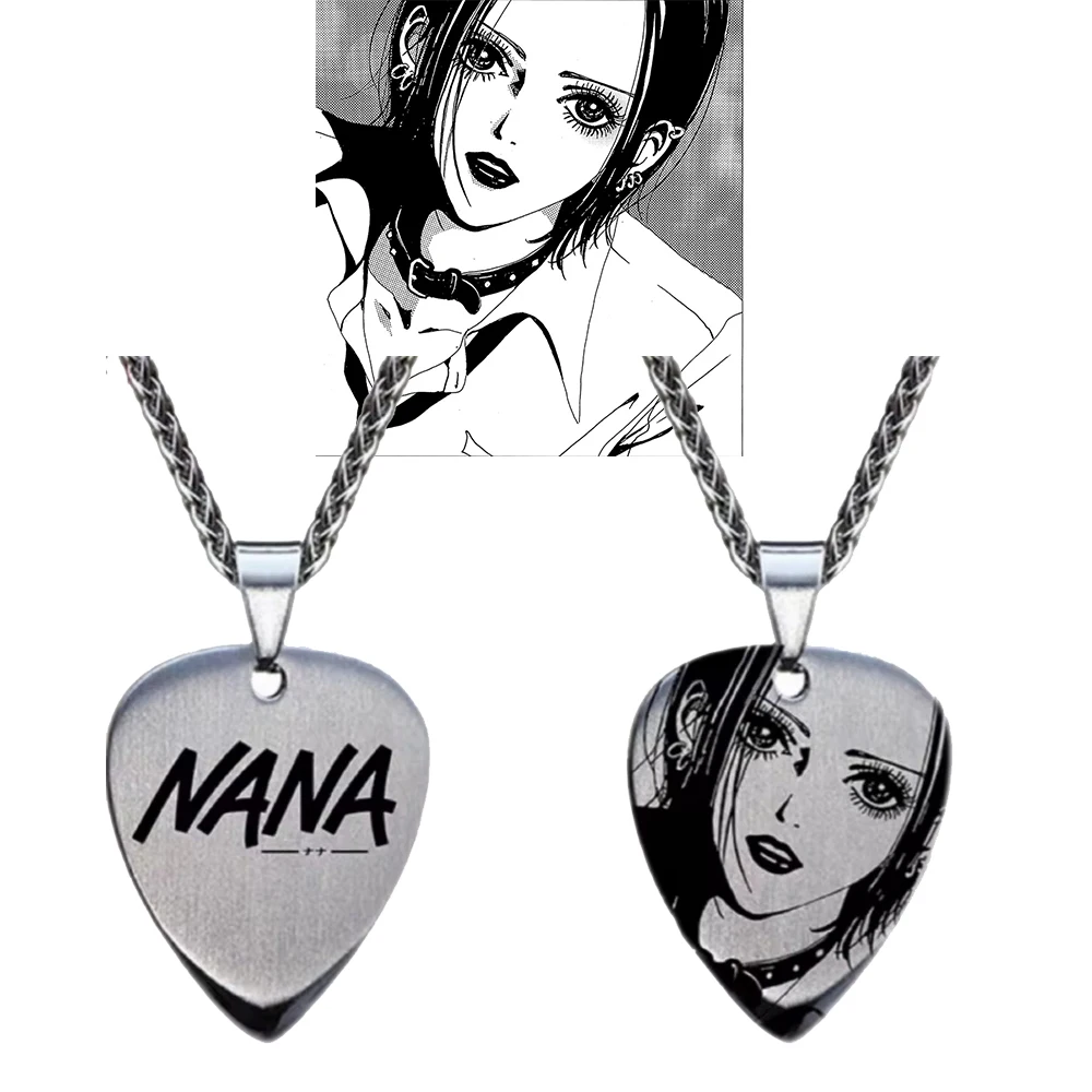 Anime NANA Oosaki Nana Cosplay Necklace Stainless Steel Laser Custom Choker Guitar Pick Pendant Jewelry Accessories Props