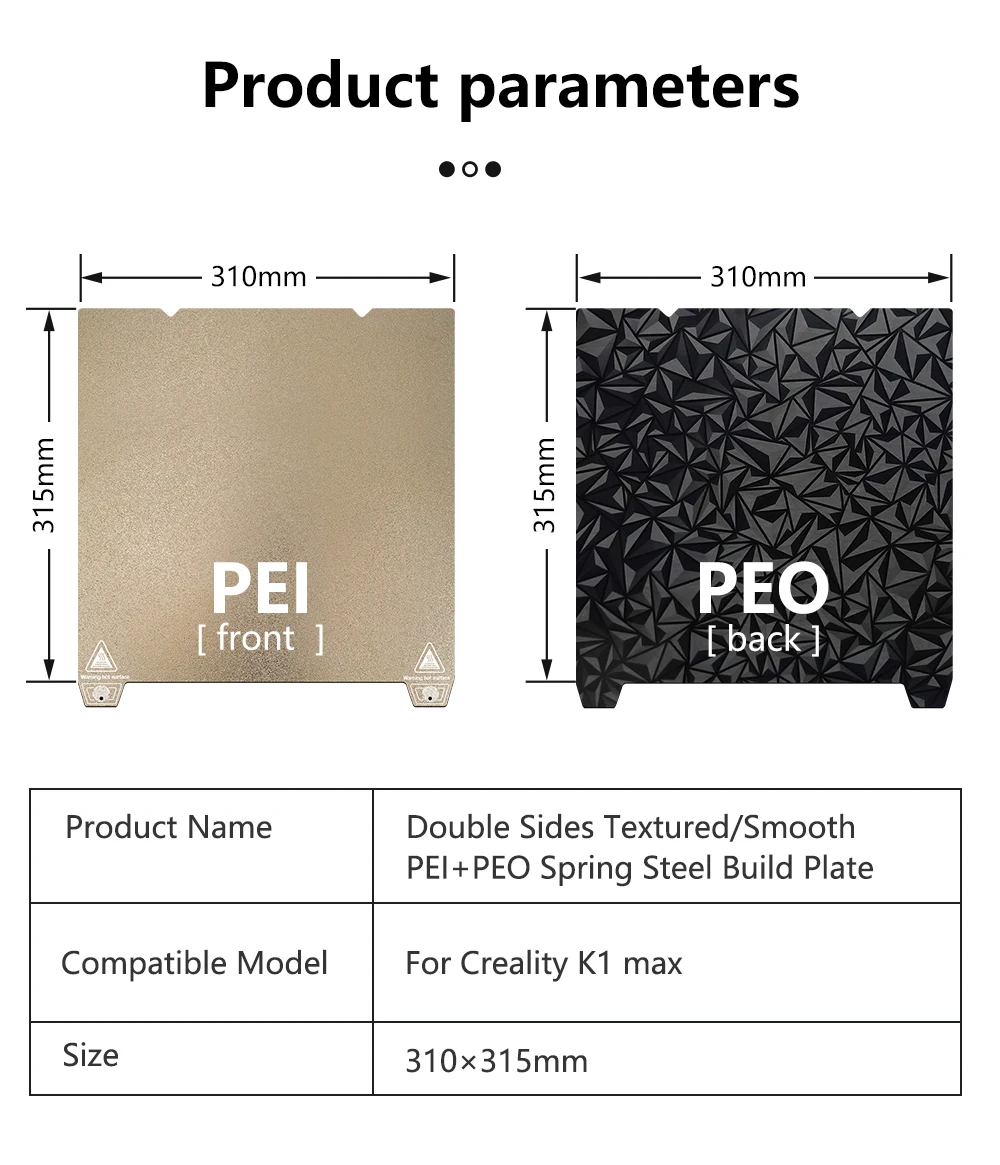 Placa de construcción PEI para Creality K1 / K1 MAX, 310x315mm, 235x235mm, para Ender 3 v3 se / Ender 3 S1 PRO / Ender-5 S1