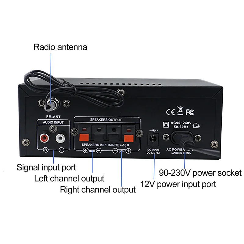 Imagem -05 - Amplificadores Digitais Doméstricos Baixo Áudio Amplificador Bluetooth Subwoofer de Música Hifi fm Alto-falantes Usb sd Entrada Mic 800w