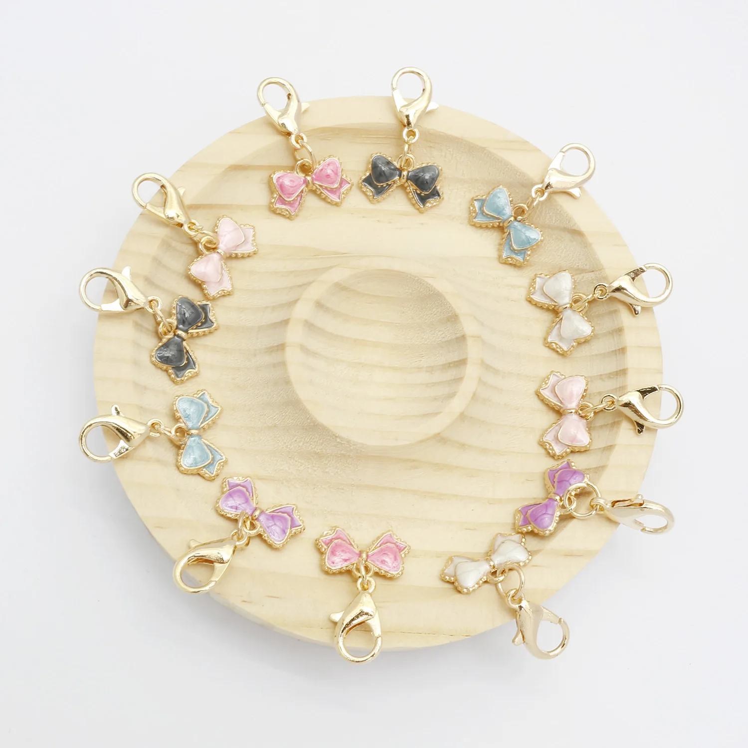 30pcs Alloy Droplet Oil Butterfly Knot Edged Collar Jewelry Pendant Necklace Earring Accessories Korean Style DIY Flower Trim