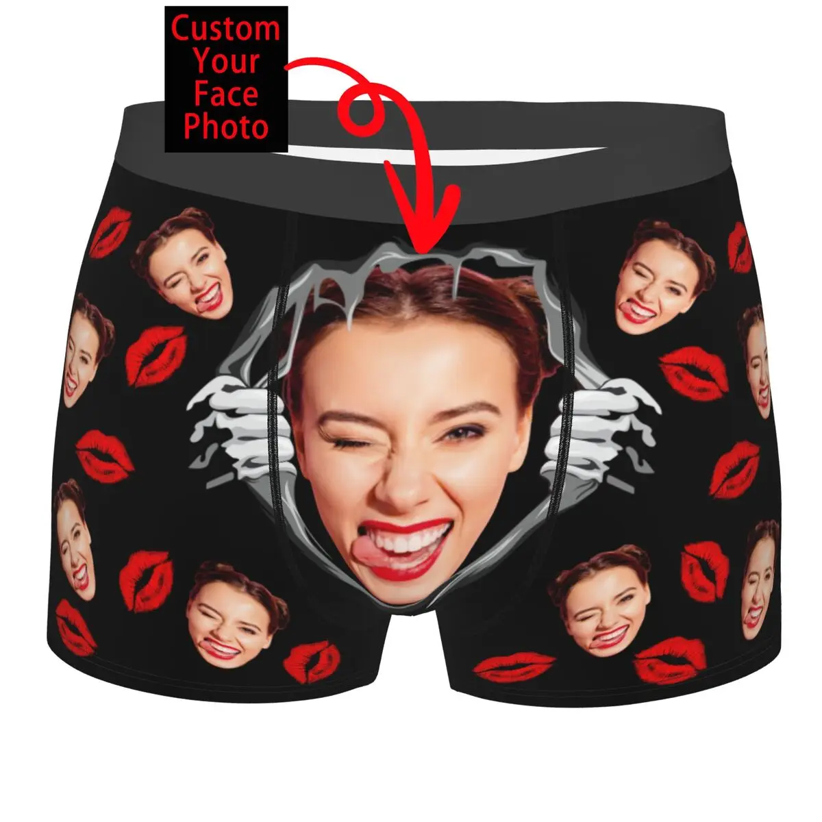 Customized Your Photo Face Boxers Shorts Men Personalized Custom Briefs Underwear Cool Underpants